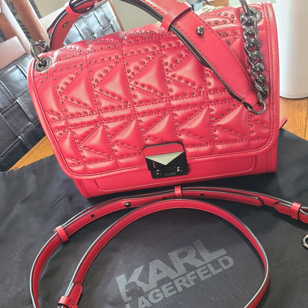 Karl Lagerfeld Rosewood Kuilted studs handbag